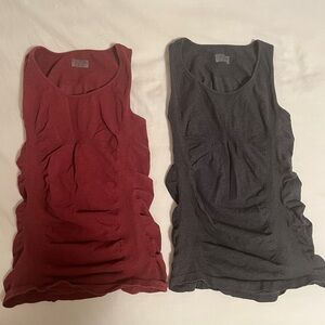 Athleta Red and Gray Ruched Sleeveless Tank Tops